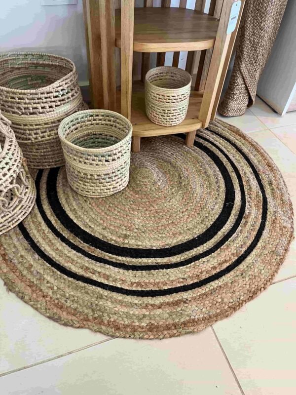 Alfombra Yute Franja Negra 100cm