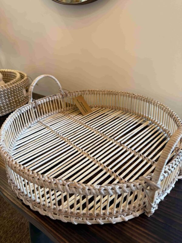 Bandeja bamboo white wash 40
