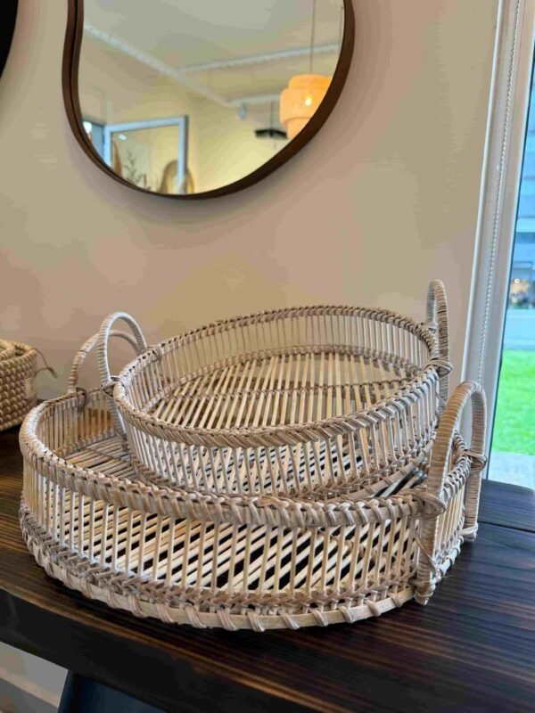 Bandeja bamboo white wash 32