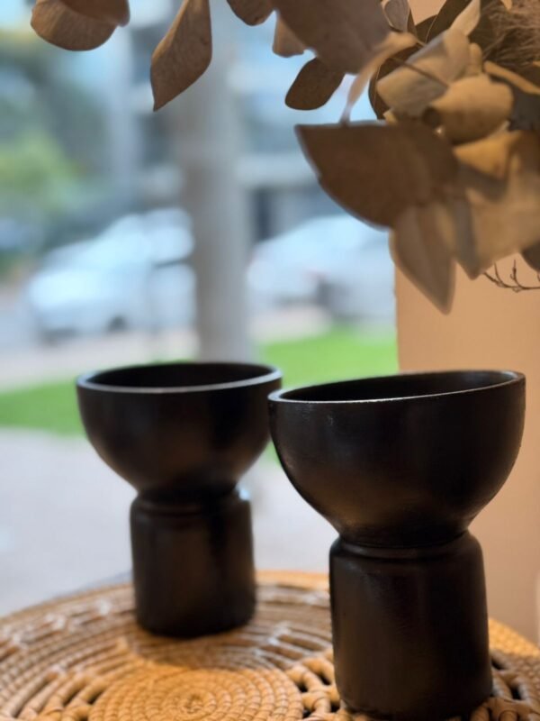 Set x 2 Candelabros Objeto Deco de Cerámica (Negro)