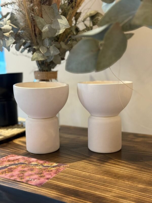 Set x 2 Candelabros Objeto Deco de Cerámica (Natural)