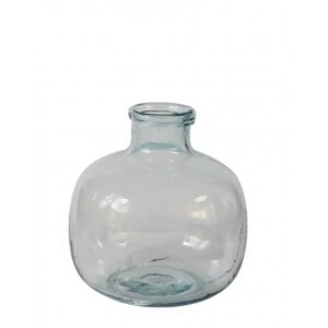 Jarron Florero Manzana Vidrio Color Globo Celeste