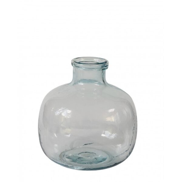 Jarron Florero Manzana Vidrio Color Globo Celeste