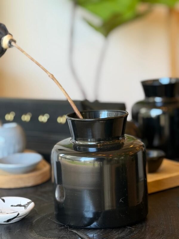 Florero Vidrio Negro 16cm