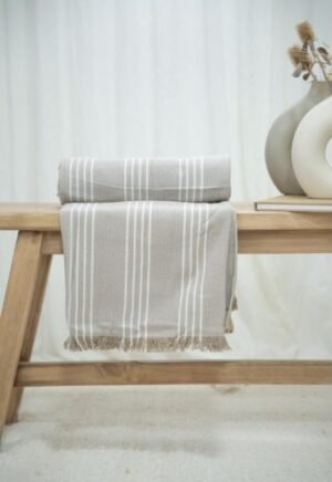 MANTA 150X125 BEIGE RAYAS NATURALES