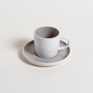 Set Taza y Plato DALIAN Beige y Blanco 200ml