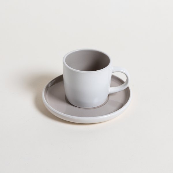 Set Taza y Plato DALIAN Beige y Blanco 200ml